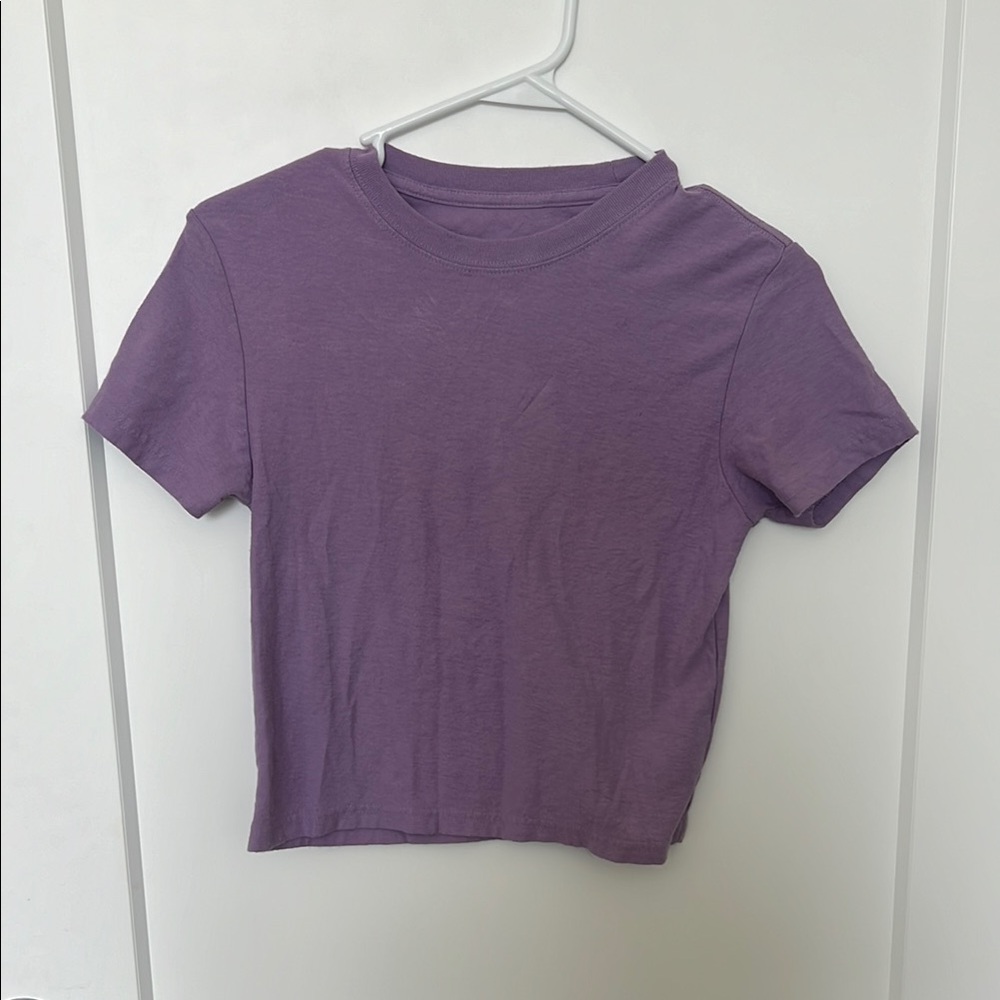 Purple Fitted Crop T-Shirt Short Sleeve